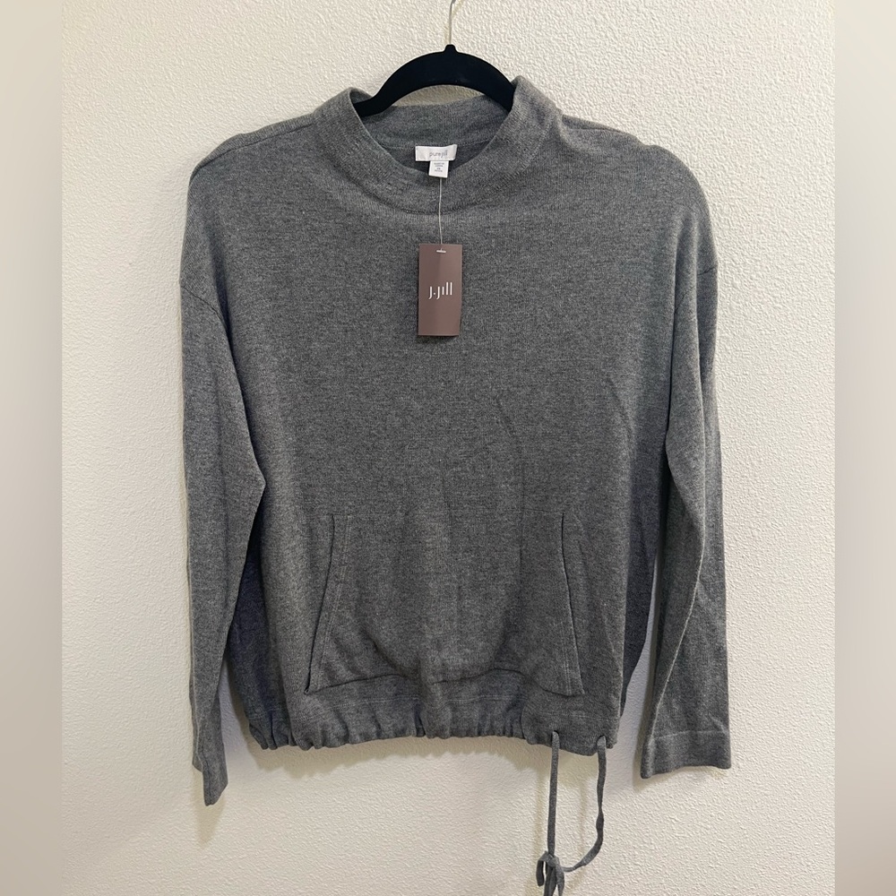 Pure Jill Grey Pullover Sweater Mock Neck Long Sleeves Women Size XS Petite